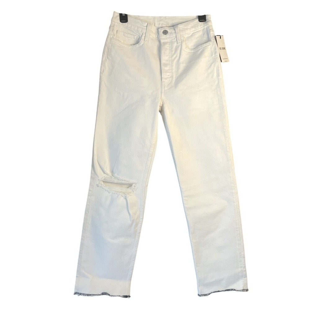 ReDone Women's Jeans White 90's High Rise Loose Straight Leg 27 NWT $195